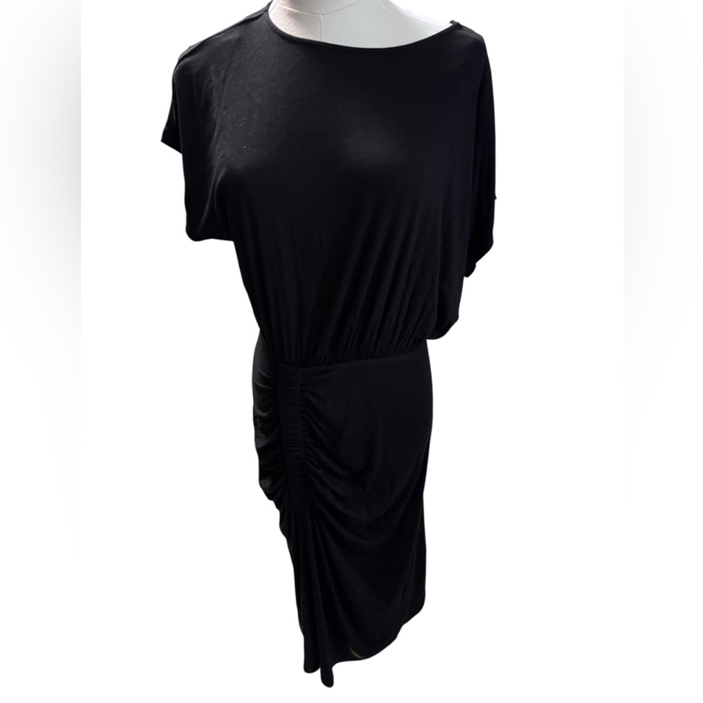 Doe & Rae Ruched Knit Dress Sz S NWOT | Cap Sleeve Stretch Comfort - Picture 2 of 5